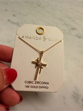 Amanda Blu 18K Gold Dipped Cubic Zirconia Cross Pendant Necklace - Gold